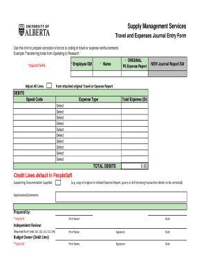 Printable expense report template - expense journal form