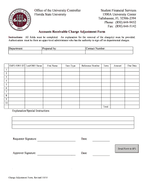 Florida State University Charge Adjustment Form