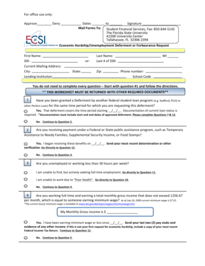Economic Hardship Deferment Request Form
