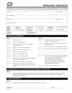 Water Service Application Checklist