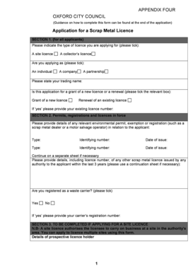 Application for a Scrap Metal Licence