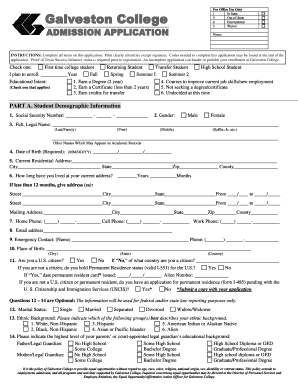 Galveston College Application for Admission