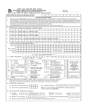 National Institute of Open Schooling Admission Form