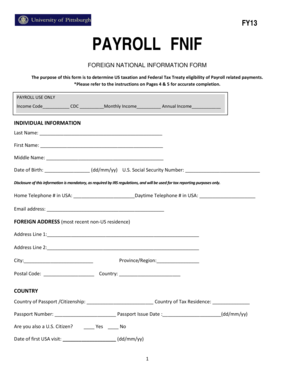 Foreign National Information Form