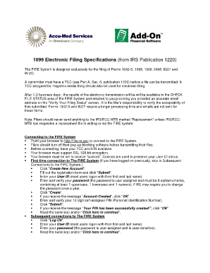 IRS 1099 Electronic Filing Specifications