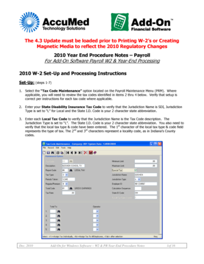 2010 W-2 Setup and Processing Instructions