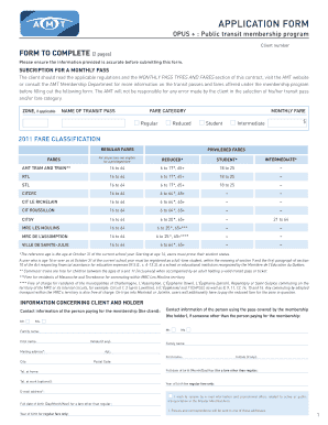 OPUS+ Public Transit Membership Application