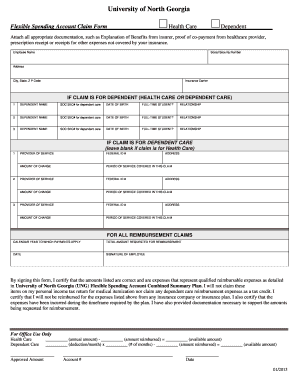 University of North Georgia Flexible Spending Account Claim Form