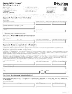 Putnam 529 for America Beneficiary Rollover Form