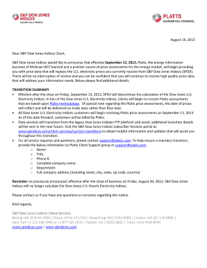 August 14, 2013: Transition of the Dow Jones U.S. Electricity Indices