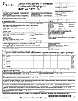 Aetna Advantage Plans Enrollment Form
