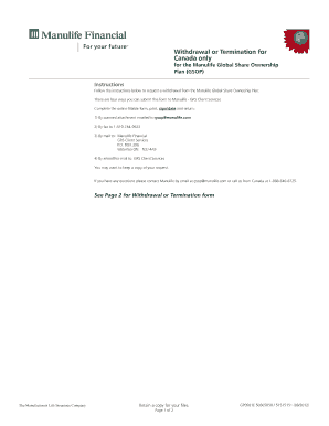 Manulife Global Share Ownership Plan Withdrawal Form