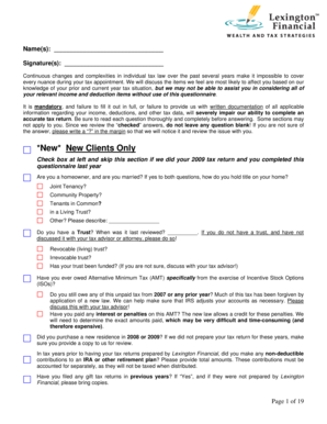 Tax Preparation Questionnaire