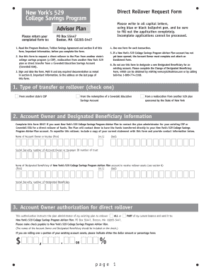 New York’s 529 Direct Rollover Request Form