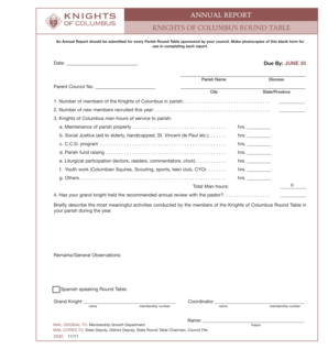 Knights of Columbus Annual Report Form