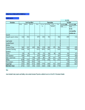 Fixed Assets Schedule Form NL-14