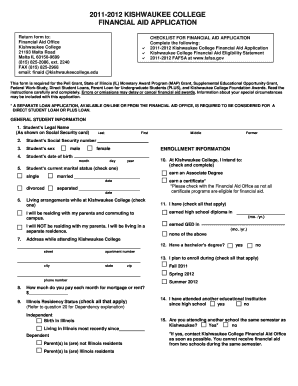 Kishwaukee College Financial Aid Application