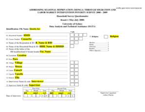 Poverty Survey Questionnaire