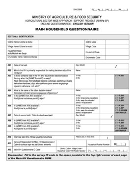 Agricultural Sector Wide Approach Survey Questionnaire