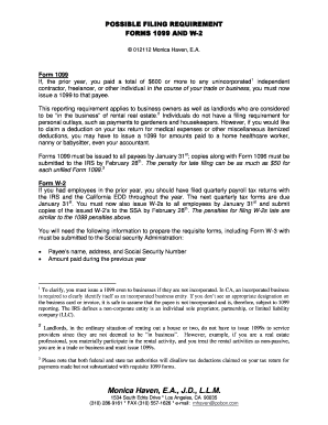 US Federal 1099 and W-2 Filing Requirements