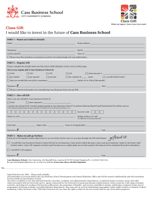 Donation form for business - Class Gift donation form - Cass Business School - City University