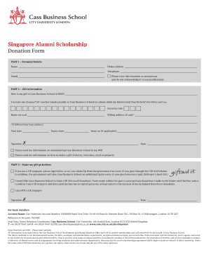 Singapore Alumni Scholarship Donation Form - Cass Business School