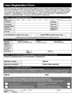 University Staff User Registration Form