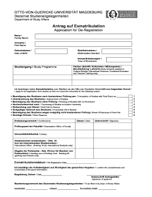 University De-Registration Application