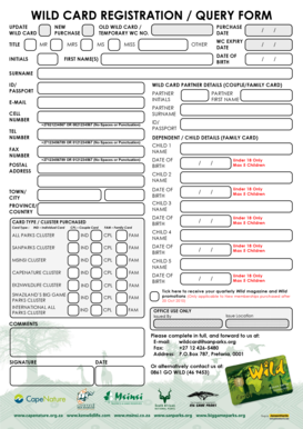Wild Card Registration Query Form