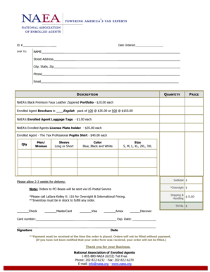 NAEA Order Form