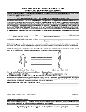 Iowa High School Wrestling Skin Condition Report