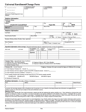 Universal Enrollment/Change Form