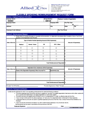 Flexible Spending Reimbursement Request Form