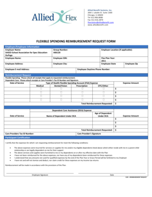 Flexible Spending Reimbursement Request Form