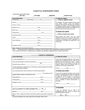 Girl Scouts Parental Permission Form