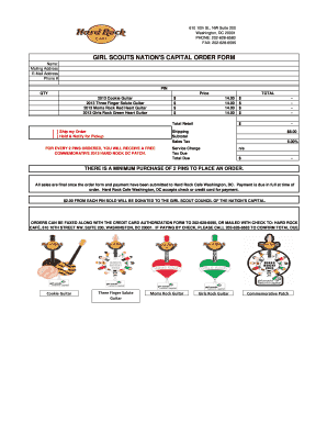 Girl Scouts Hard Rock DC Order Form