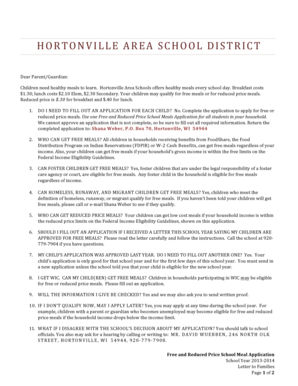 Free and Reduced Price School Meals Application