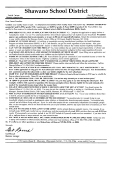 Free and Reduced Price School Meals Application