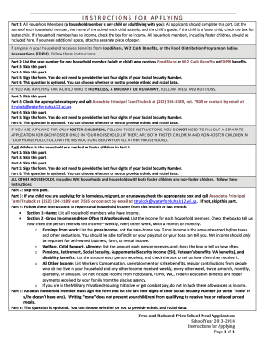 Free and Reduced Price School Meal Application