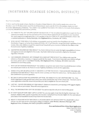 Free and Reduced Price School Meal Application