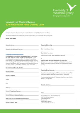 2010 Request for PLUS (Parent) Loan