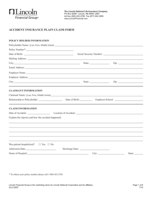 Lincoln National Life Insurance Accident Claim Form