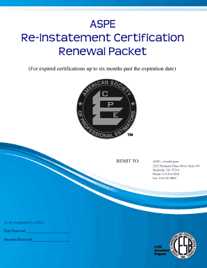 ASPE Certification Re-Instatement Form