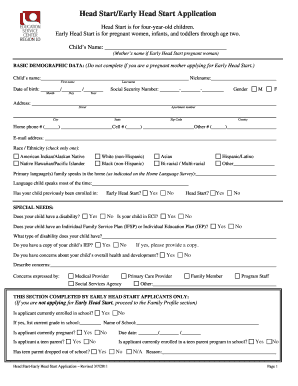 Head Start/Early Head Start Application