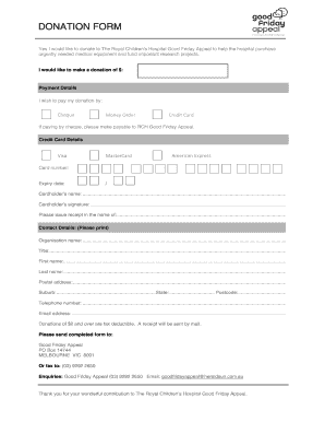 Royal Children's Hospital Donation Form