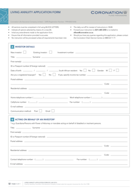 Coronation Living Annuity Application Form