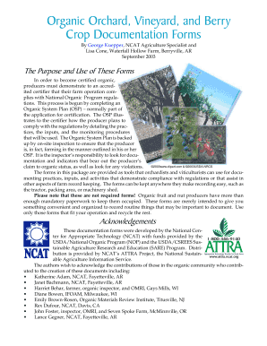 Organic Orchard Vineyard Documentation Forms
