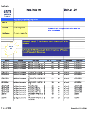Pricelist Template Form