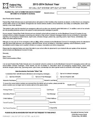 Federal Way Call Out Opt-Out Letter
