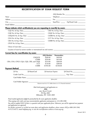ASQ Recertification by Exam Request Form